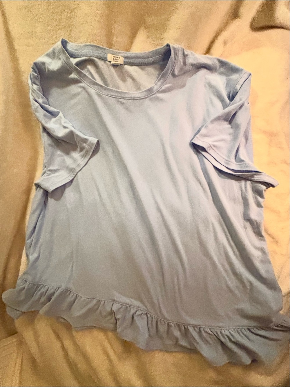 crown & ivy Light Blue Ruffle-Hem Short Sleeve Top